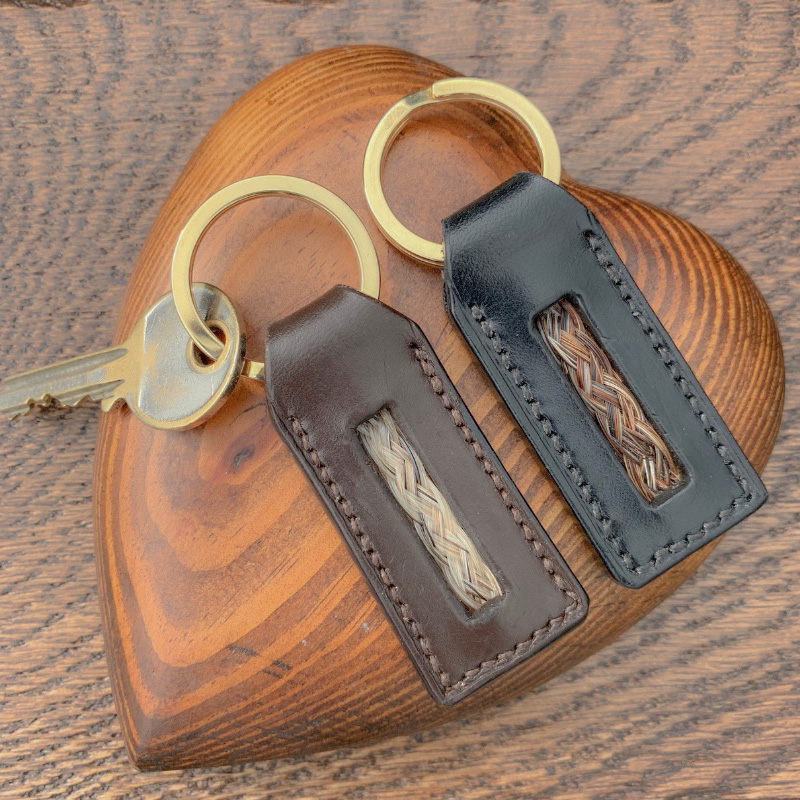 Inlaid Braid Leather Keyring